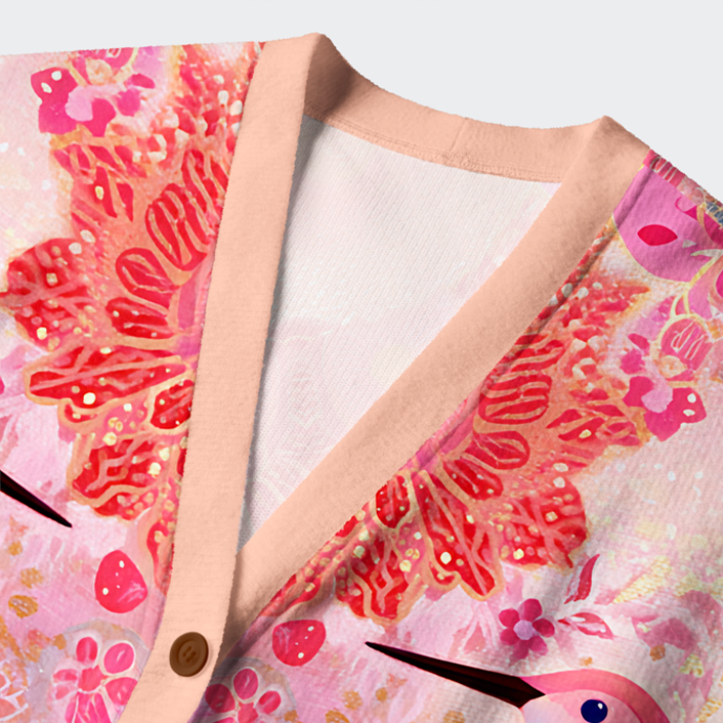 Tokyo-Lion Birdsong And Blossoms Ugly Cardigan Sweater