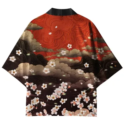 Tokyo-Lion Sakura And Clouds Kimono Cardigan