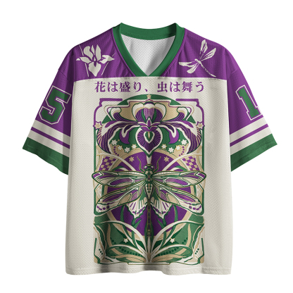 Tokyo-Lion Dragonfly Among Irises Mesh Jersey