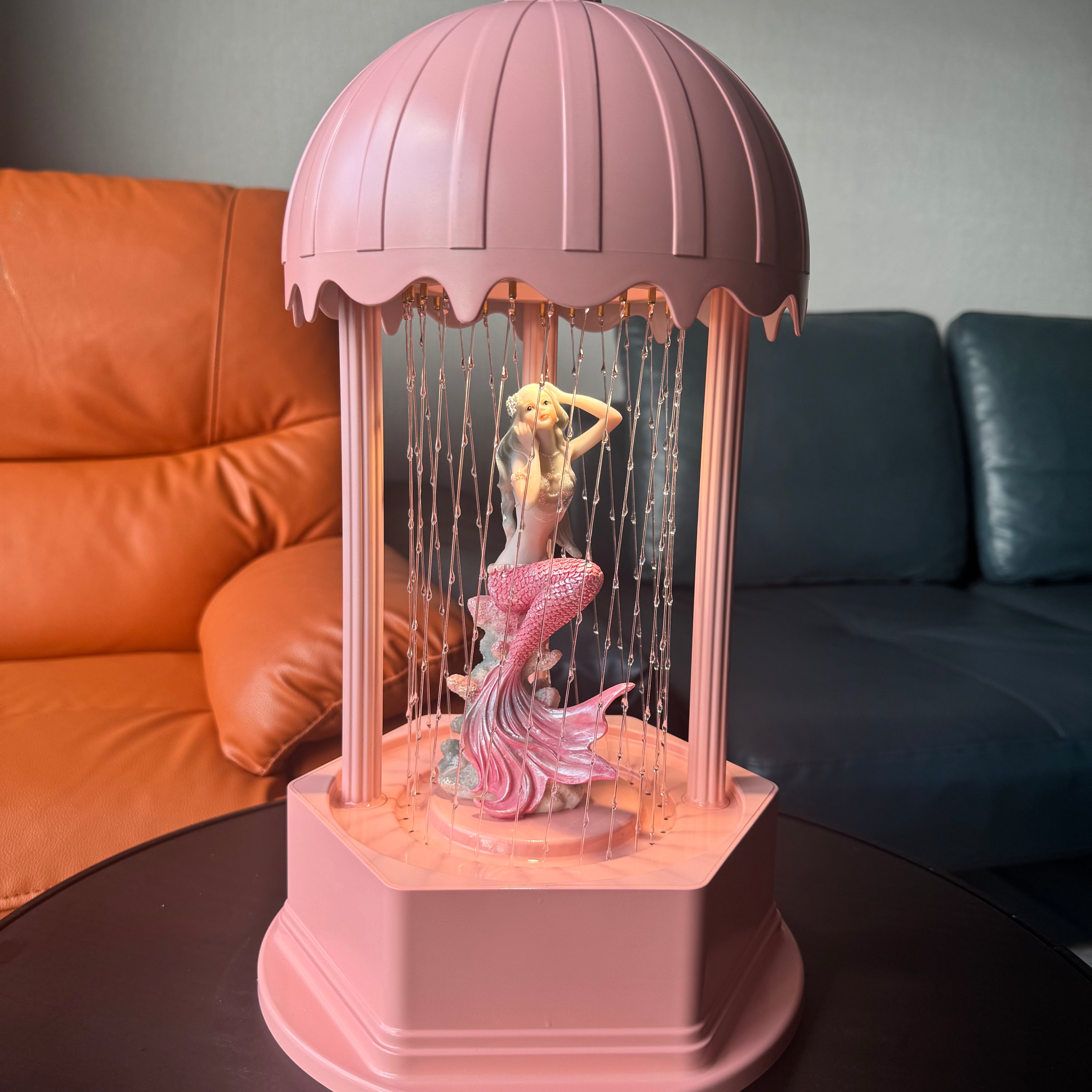 PINK MINI Retro Oil Rain Lamp– Lady Pink Mermaid– Rainfall Indicator lamp，Vintage Table lamp,  Suitable for bedrooms, Living Rooms and Stores