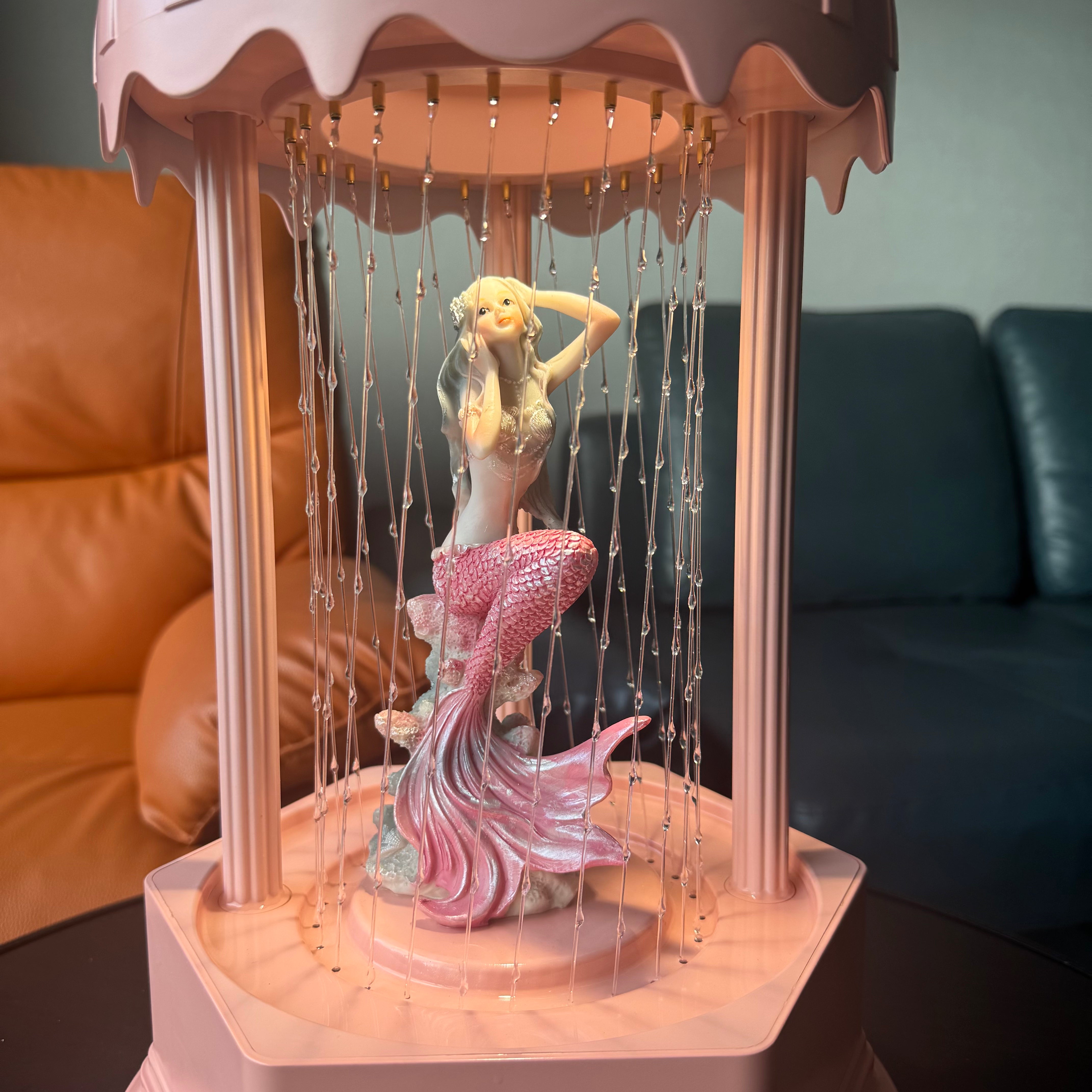 PINK MINI Retro Oil Rain Lamp– Lady Pink Mermaid– Rainfall Indicator lamp，Vintage Table lamp,  Suitable for bedrooms, Living Rooms and Stores