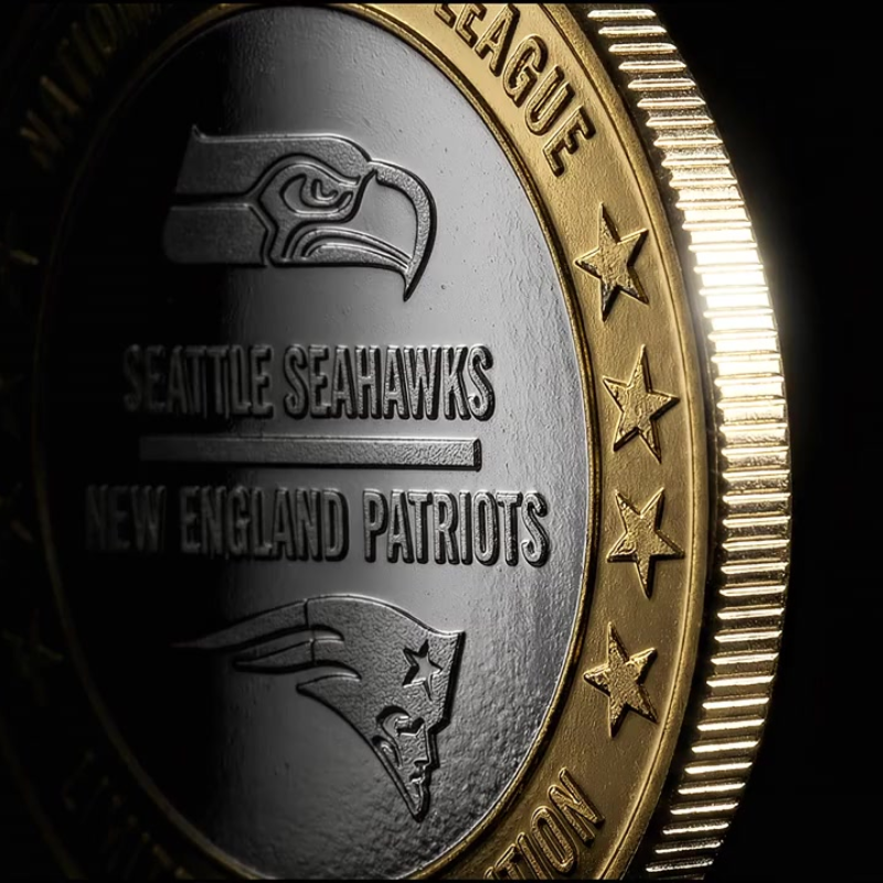 New England Patriots vs. Seattle Seahawks Super Bowl LX Official 2-Tone Gold & Silver Game Coin