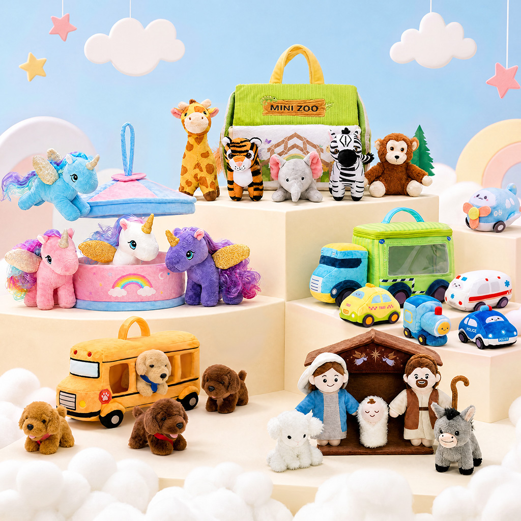 Personalized Soft Plush Playset Sensory Toy Kit - 9 Themes