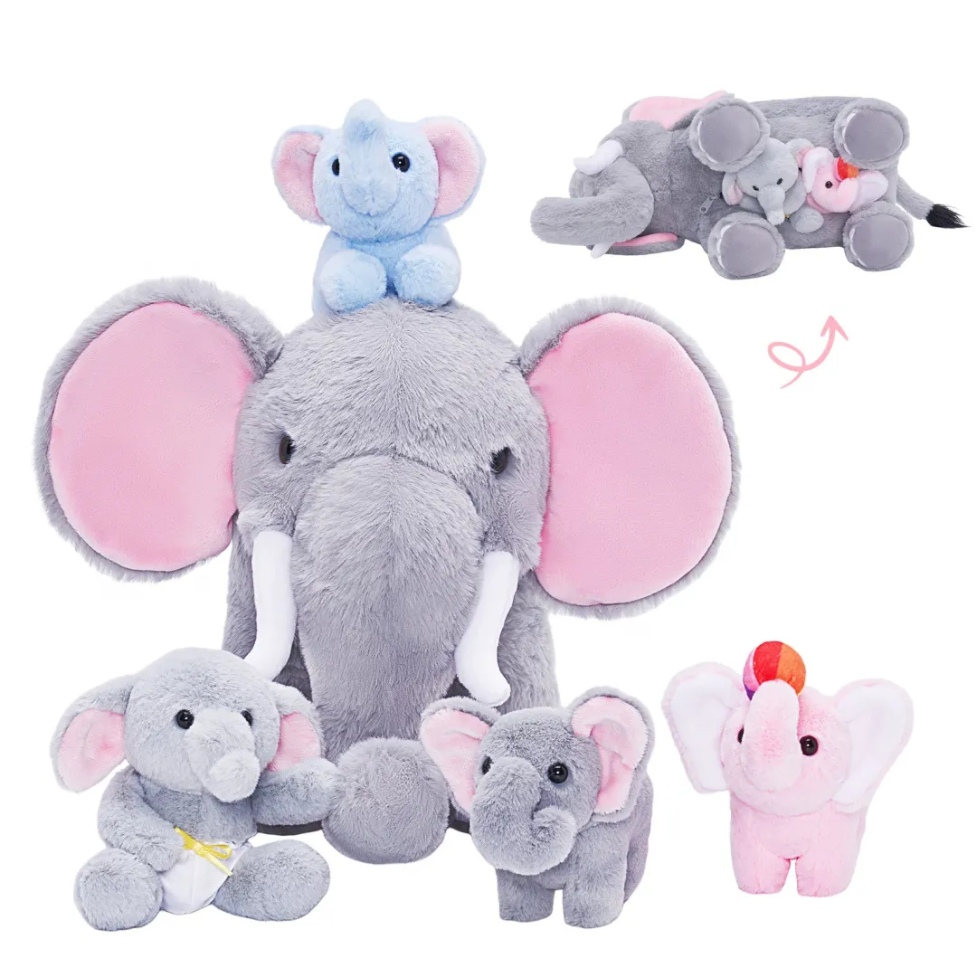 Ouozzz Animals Family Toy Set with Babies For Kids Gift Set Plush Toy