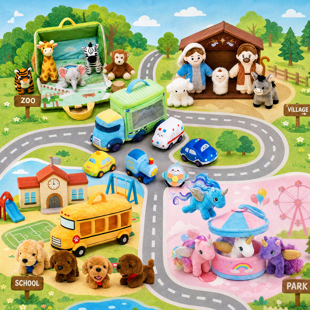 Personalized Soft Plush Playset Sensory Toy Kit - 9 Themes