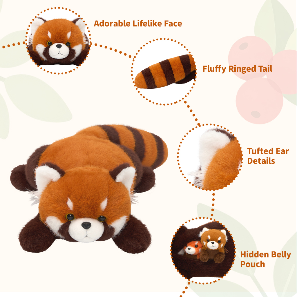 Red Panda Plush Stuffed Animal with 4 Babies