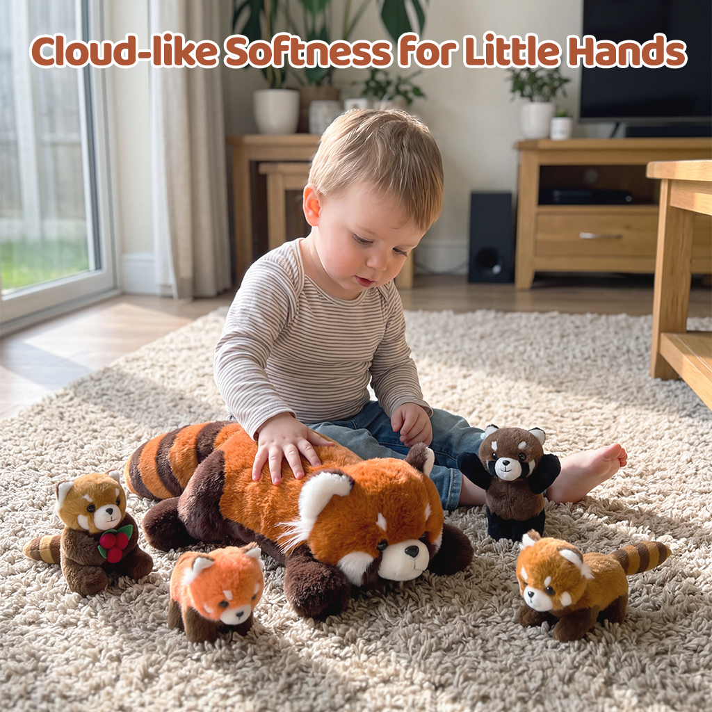 Red Panda Plush Stuffed Animal with 4 Babies