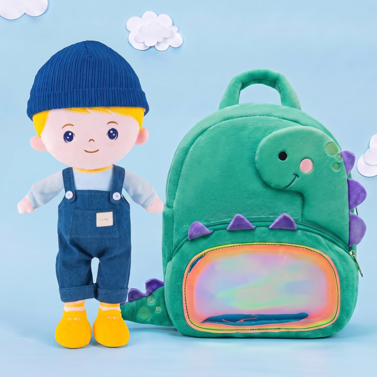 Personalized Green Dinosaur Plush Backpack