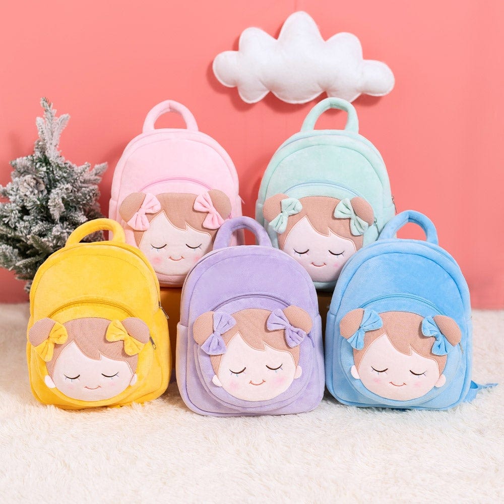 Baby's first soft backpack, personalized plush bag with cute doll