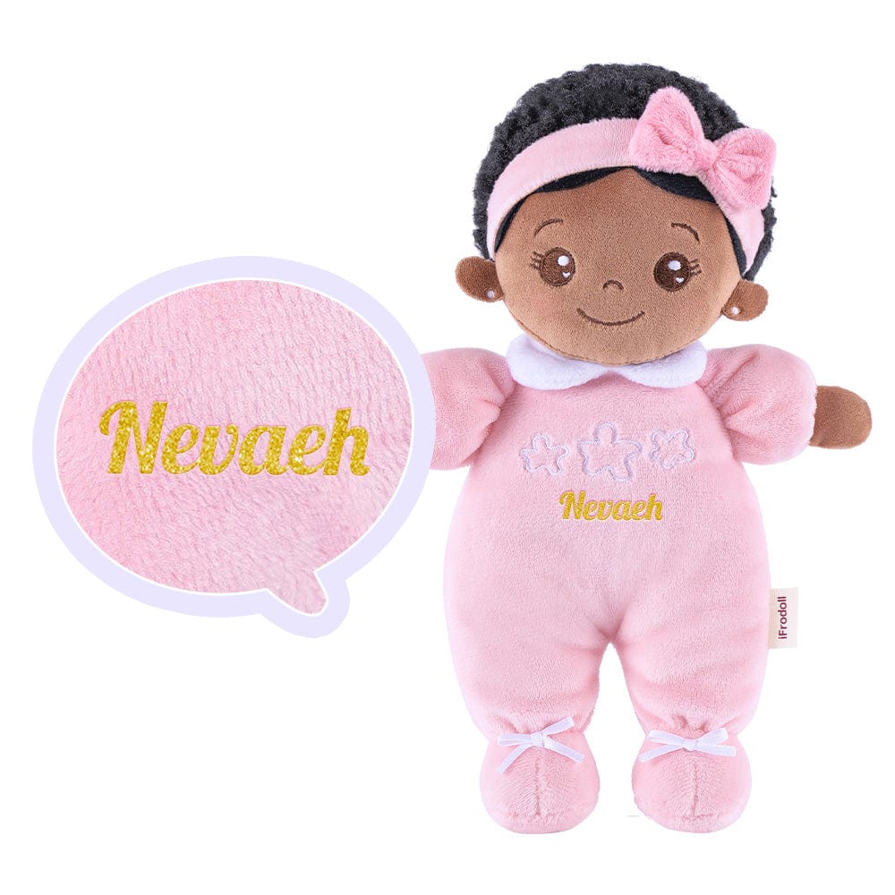 OUOZZZ Personalized Deep Skin Tone Plush Doll Mini Pink