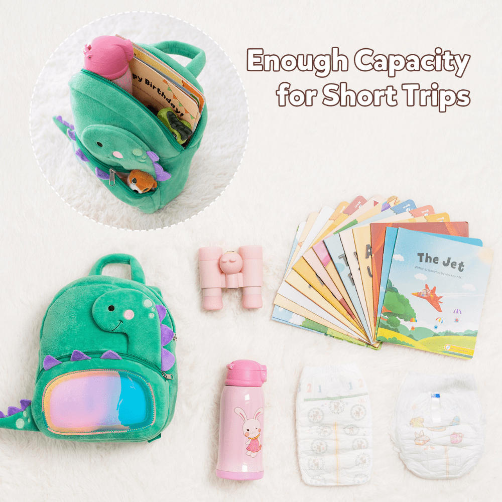 OUOZZZ Personalized Green Dinosaur Plush Backpack