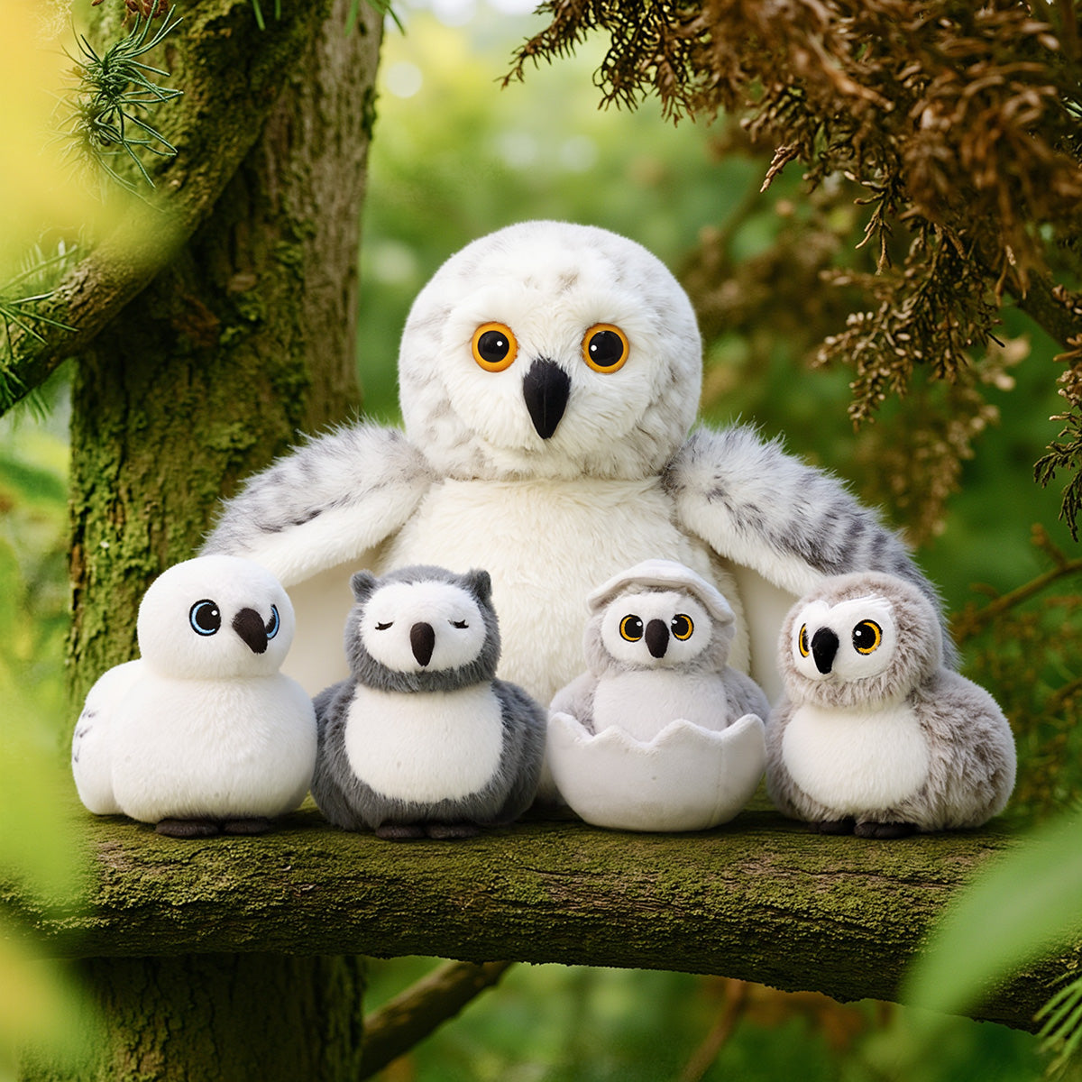 Owl Plush Stuffed Animal with 4 Babies