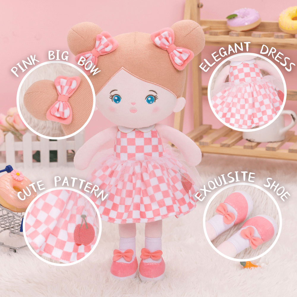 OUOZZZ Personalized Pink Blue Eyes Girl Plush Rag Baby Doll Only Doll⭕️