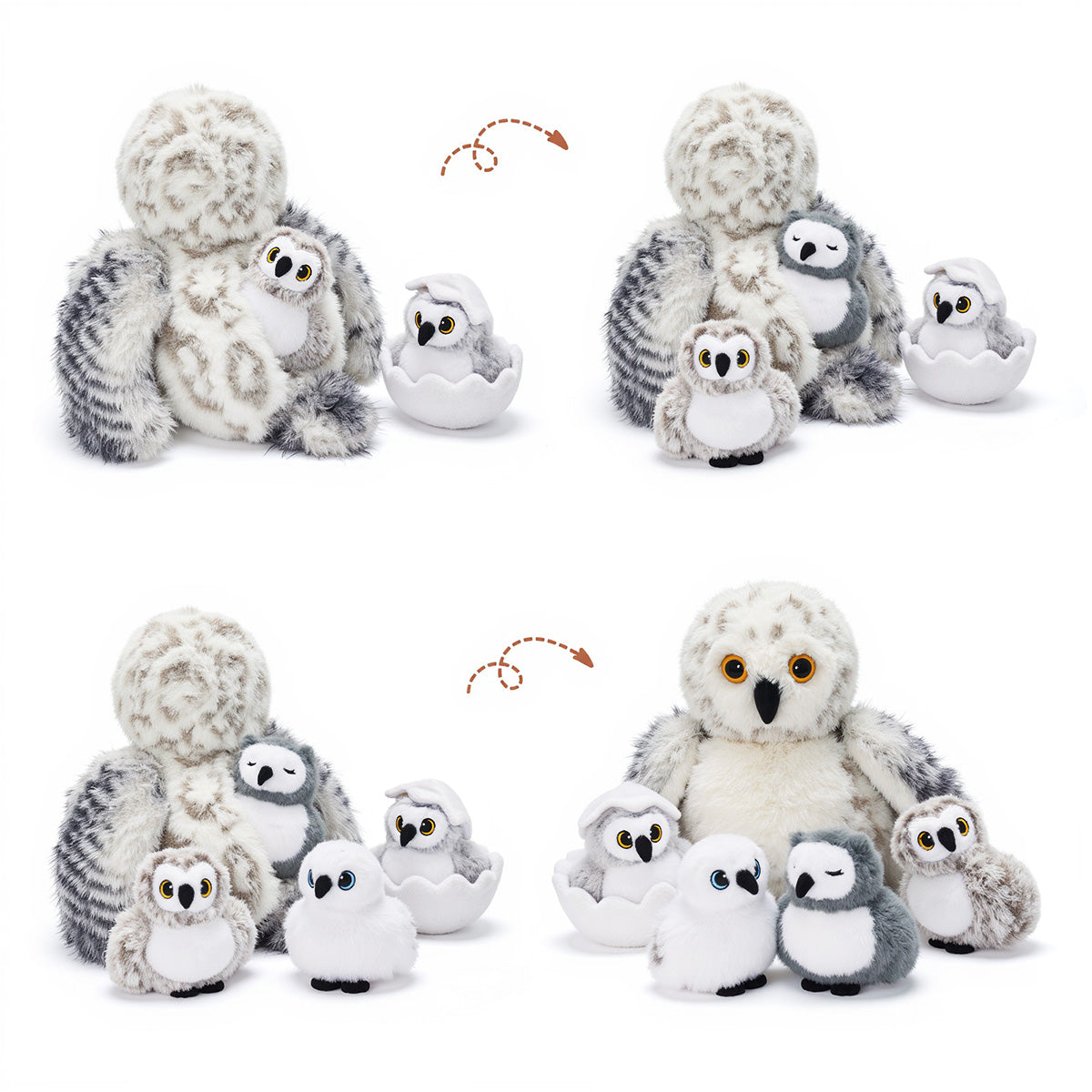 Owl Plush Stuffed Animal with 4 Babies