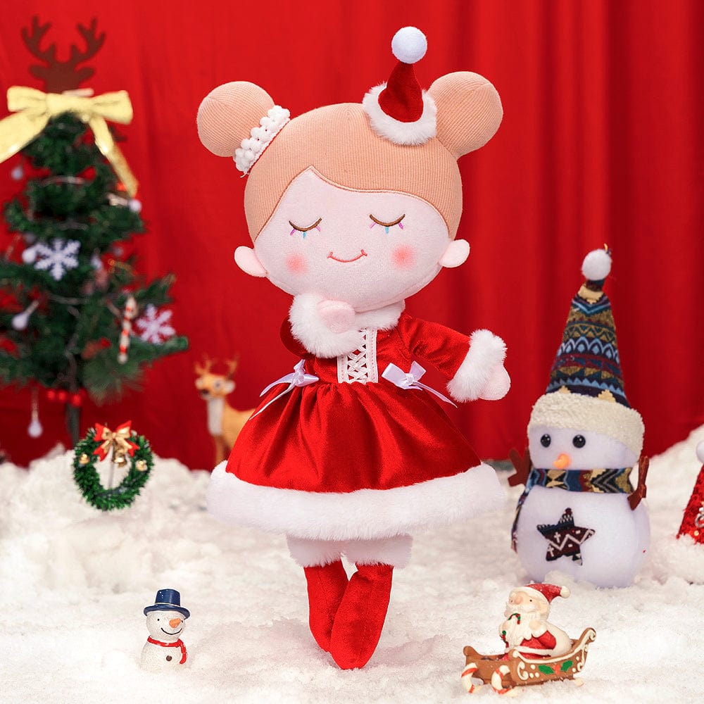 OUOZZZ Personalized Red Christmas Plush Baby Girl Doll