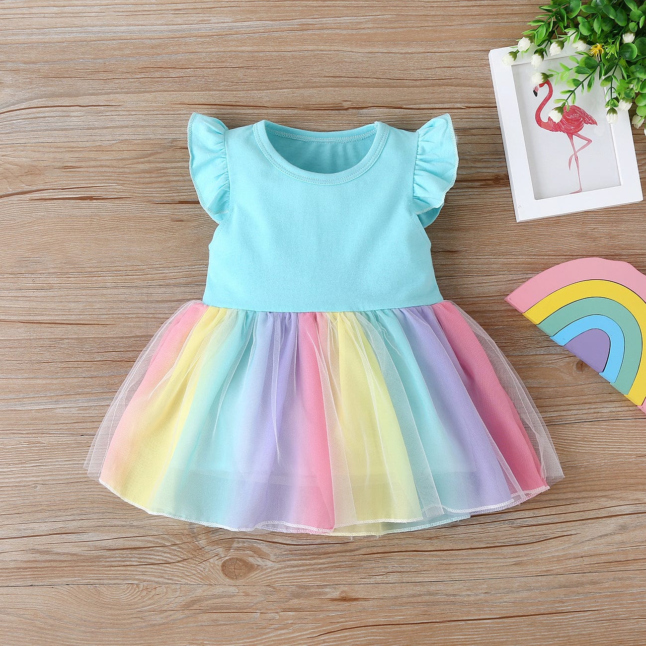 OUOZZZ Personalized Iris Rainbow Doll with Blue Baby Rainbow Dress