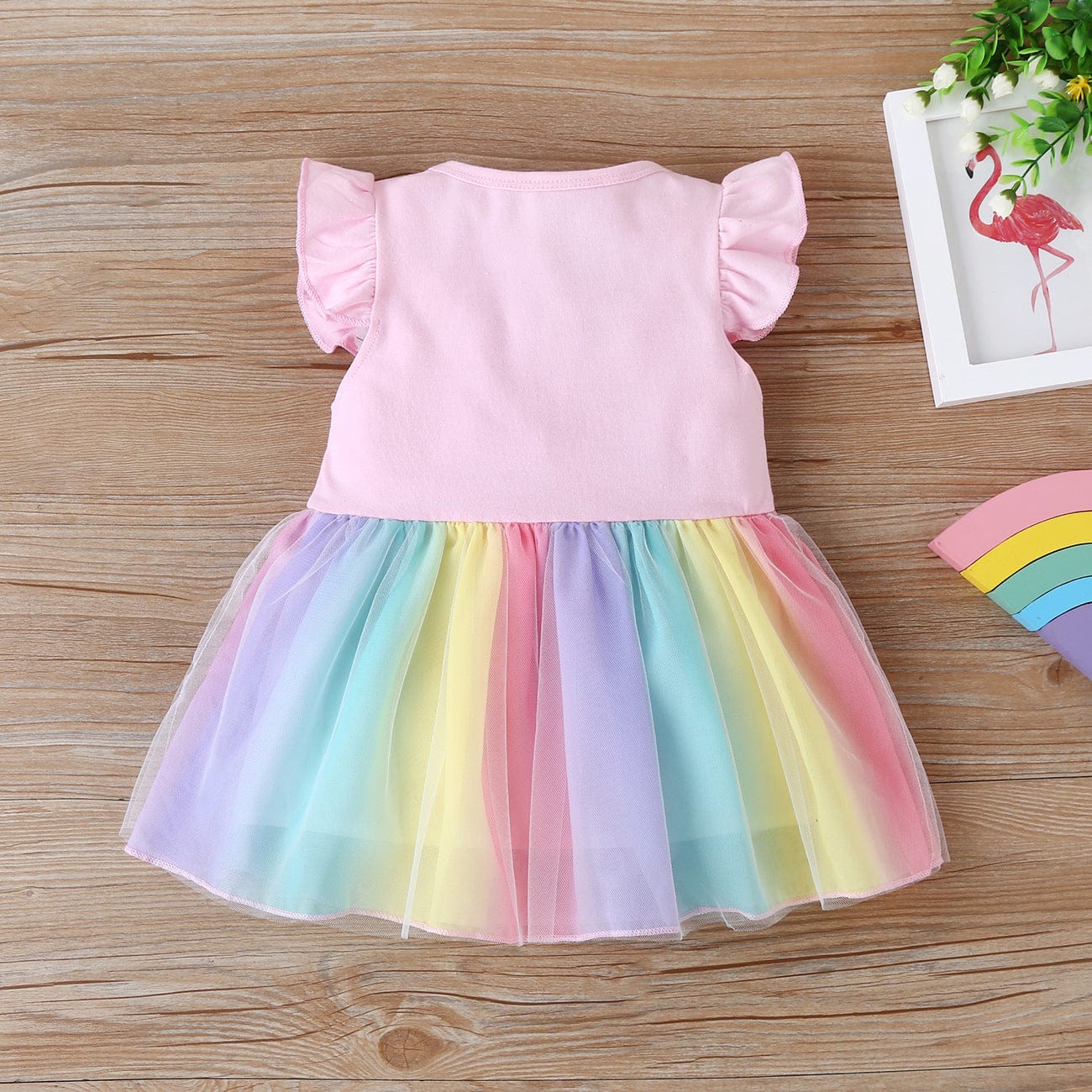 OUOZZZ Personalized Abby Pink Doll with Pink Baby Rainbow Dress
