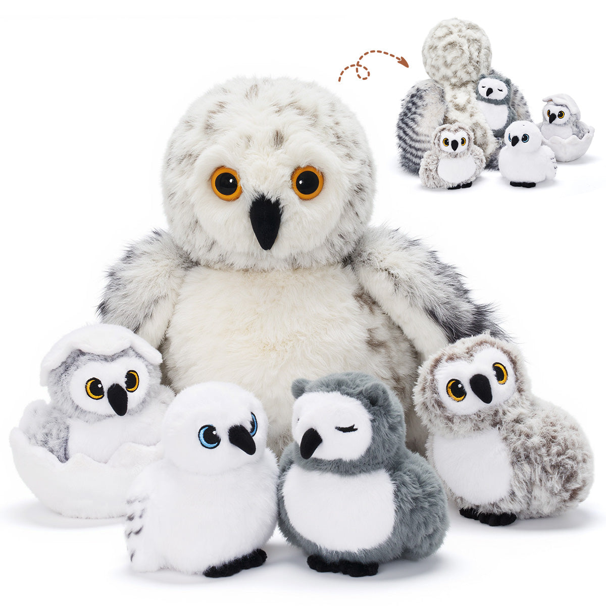 Owl Plush Stuffed Animal with 4 Babies – OUOZZZ