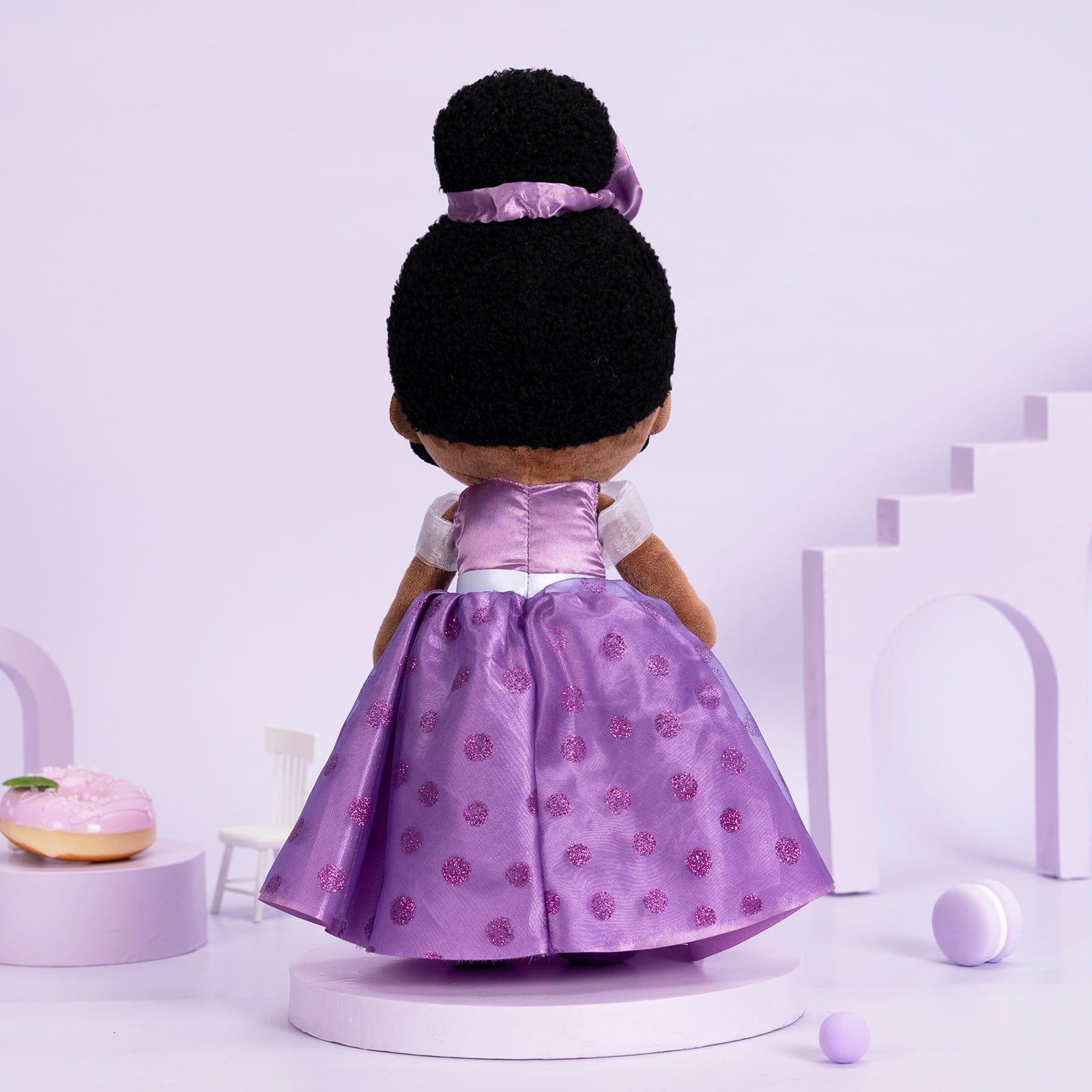 OUOZZZ Personalized Deep Skin Tone Plush Purple Princess Doll
