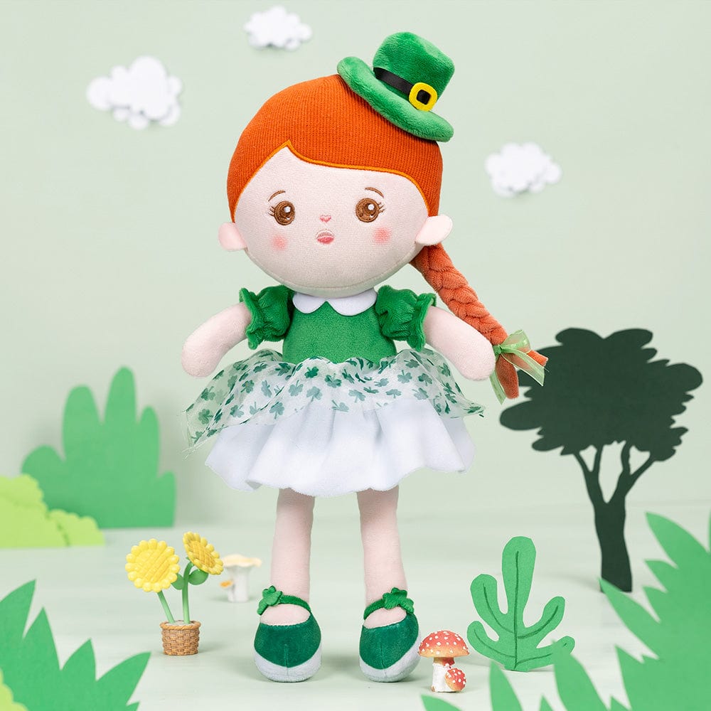OUOZZZ Red Hair Personalized Green Clover Plush Doll