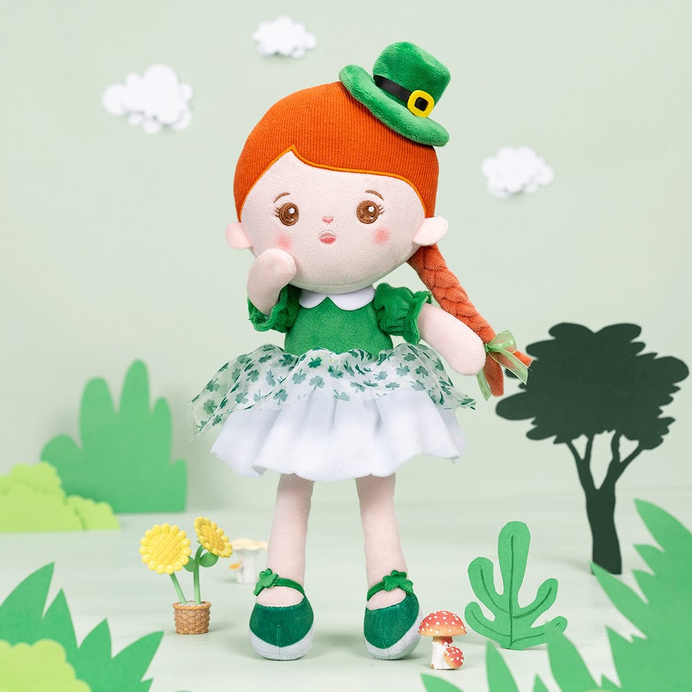 OUOZZZ Red Hair Personalized Green Clover Plush Doll