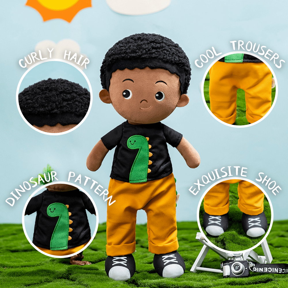 OUOZZZ Personalized Deep Skin Tone Plush Boy Doll