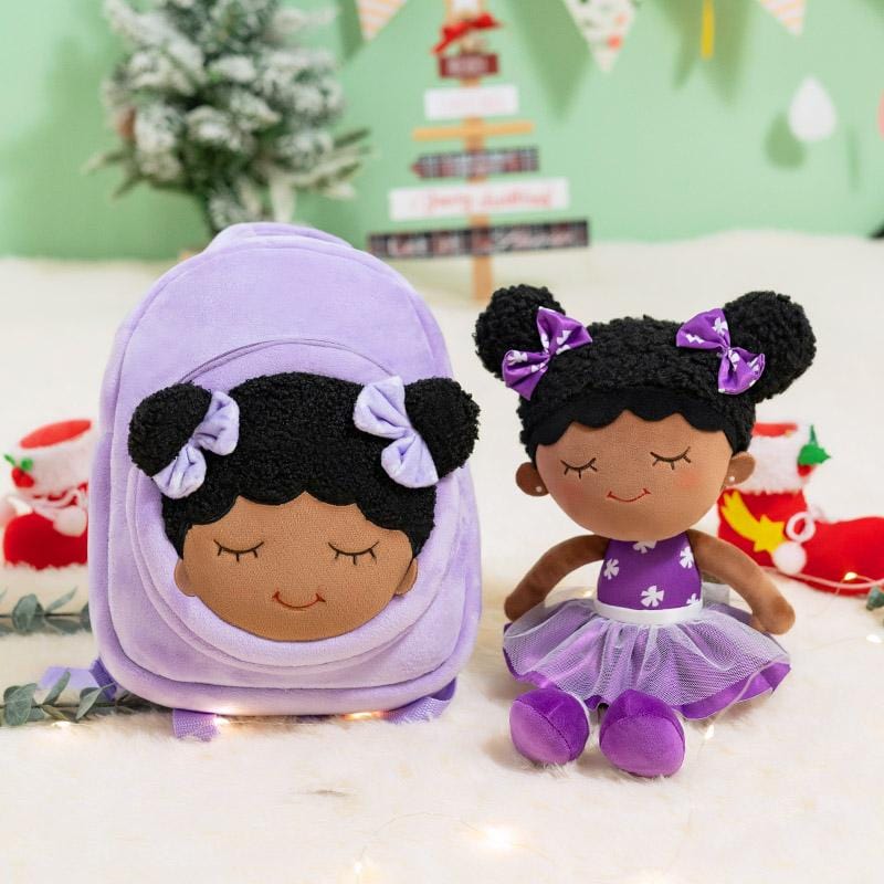 OUOZZZ Personalized Deep Skin Tone Plush Doll D - Purple+ Bag