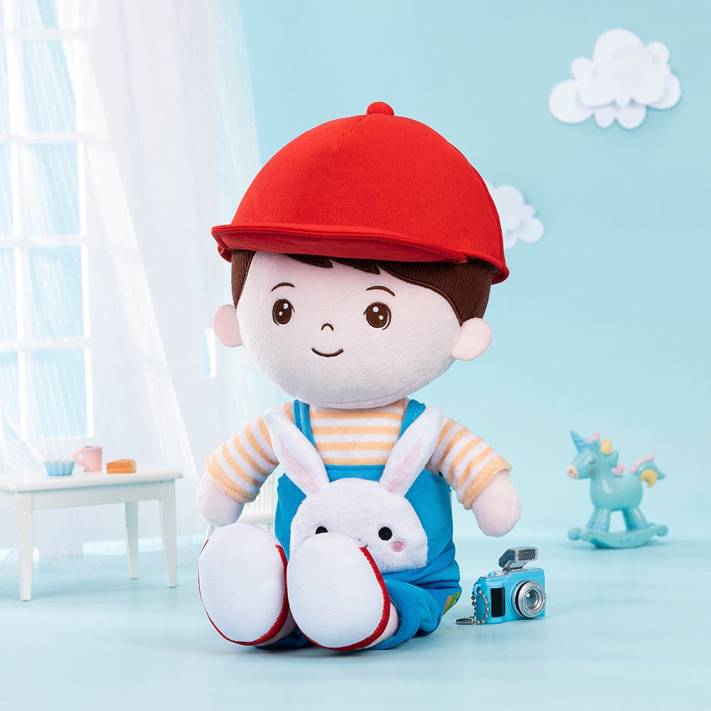 OUOZZZ Personalized Rabbit Overalls Plush Baby Boy Doll