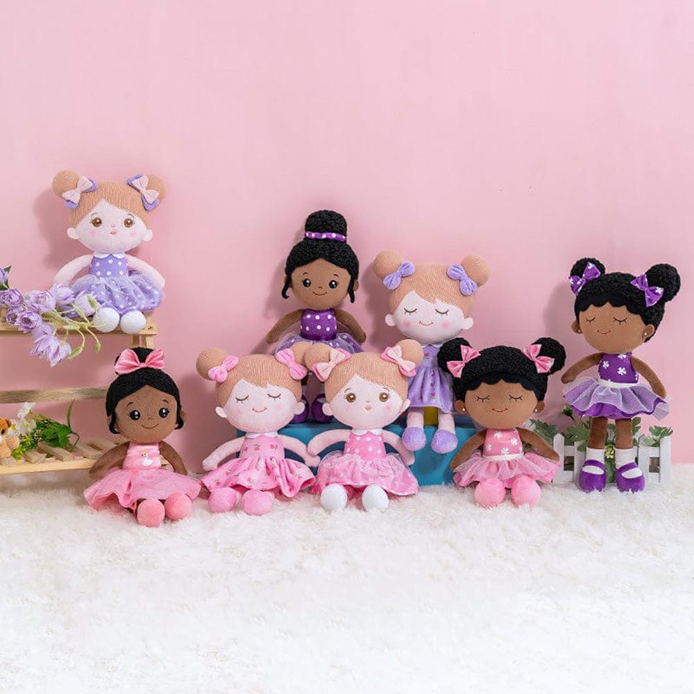 OUOZZZ Personalized Plush Rag Baby Girl Doll + Backpack Bundle -2 Skin Tones