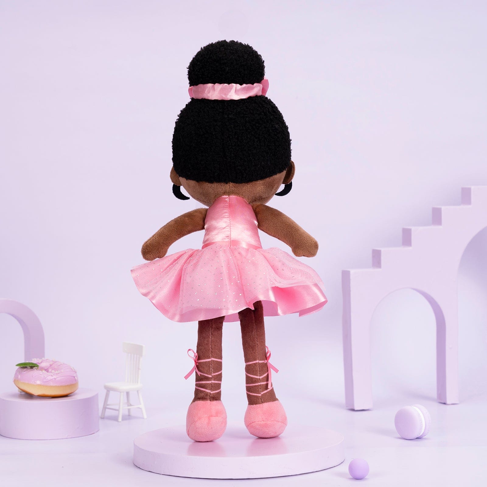 OUOZZZ Personalized Deep Skin Tone Plush Pink Ballet Doll