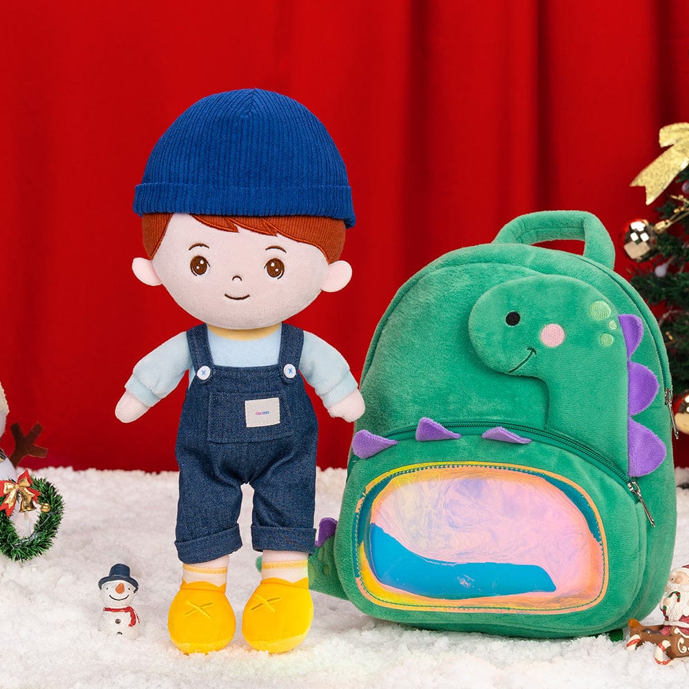 Personalizedoll Christmas Sale - Personalized Baby Doll + Backpack Combo Gift Set Brown Hair Boy Doll / Doll + Backpack