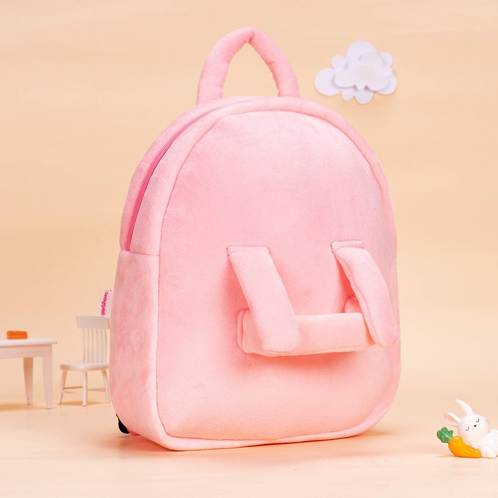 OUOZZZ Personalized Pink Plush Backpack with Doll Carrier