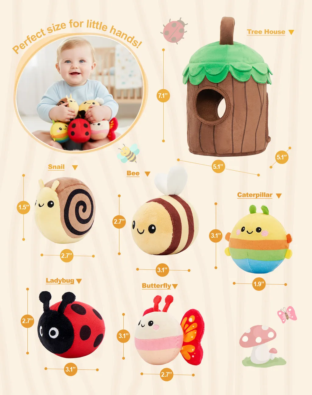 Personalized Soft Plush Playset Sensory Toy Kit - 9 Themes