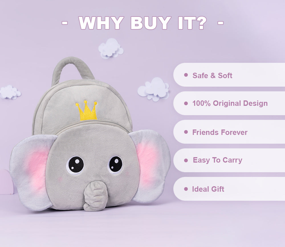 Personalized Elephant Plush Bag, Baby's first cute backpack