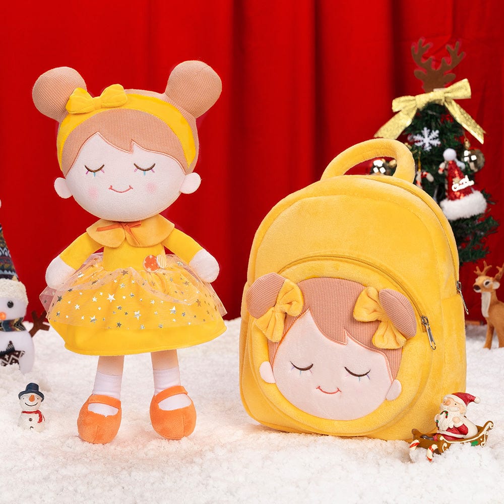 OUOZZZ Christmas Sale - Personalized Baby Doll + Backpack Combo Gift Set Yellow Iris Doll / Doll + Backpack