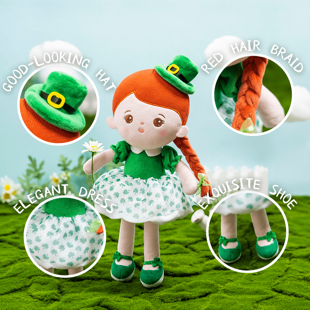 OUOZZZ Red Hair Personalized Green Clover Plush Doll