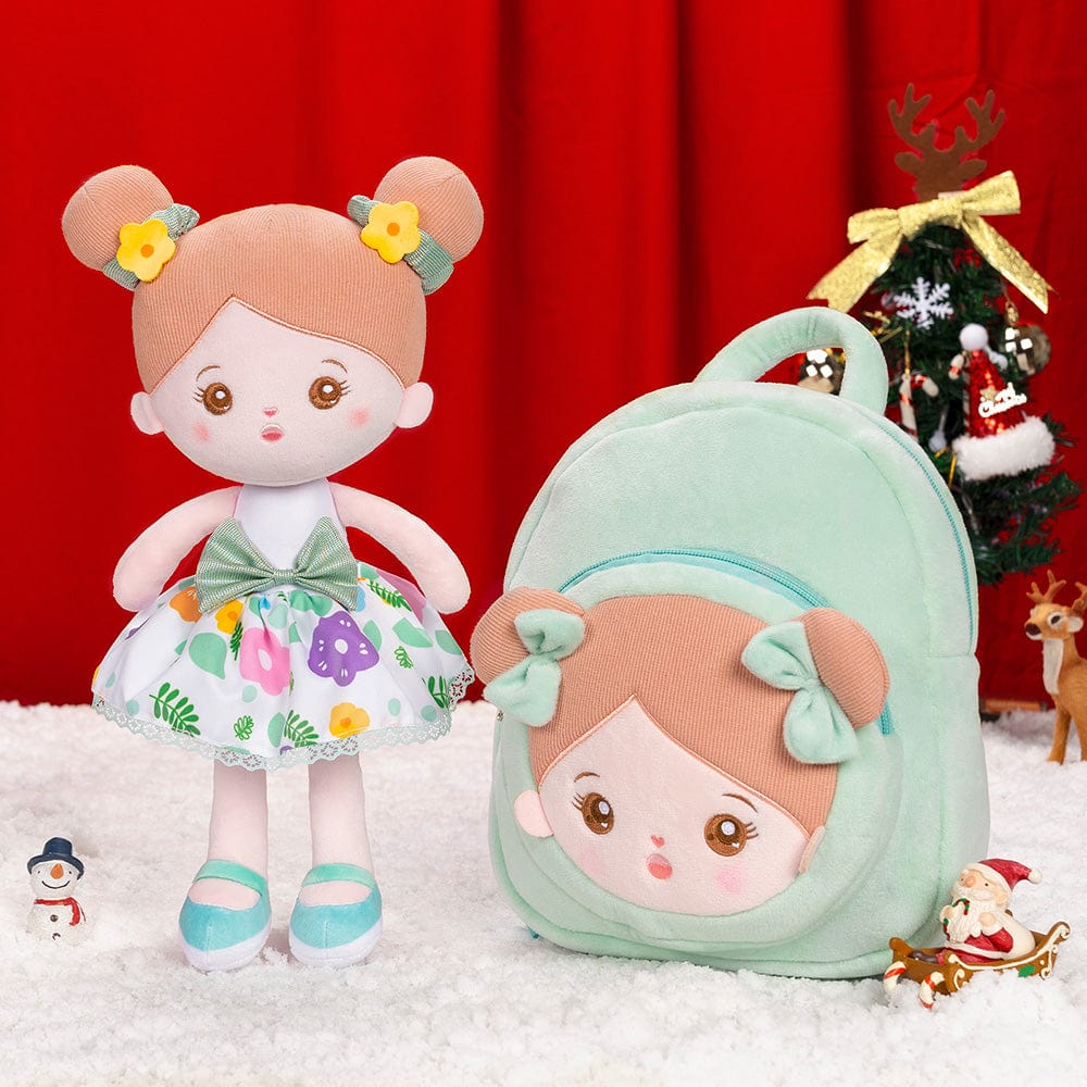 OUOZZZ Christmas Sale - Personalized Baby Doll + Backpack Combo Gift Set Green Summer Doll / Doll + Backpack