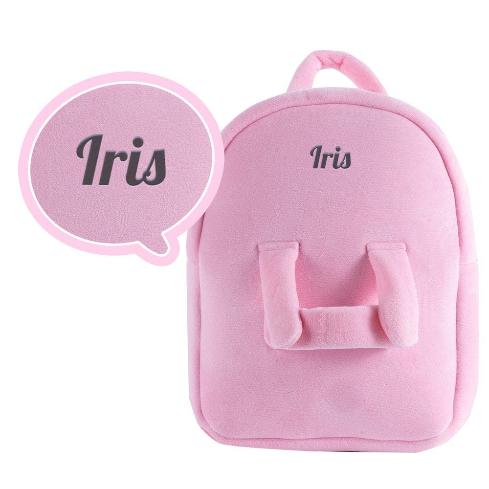 Baby's first soft backpack, personalized plush bag with cute doll