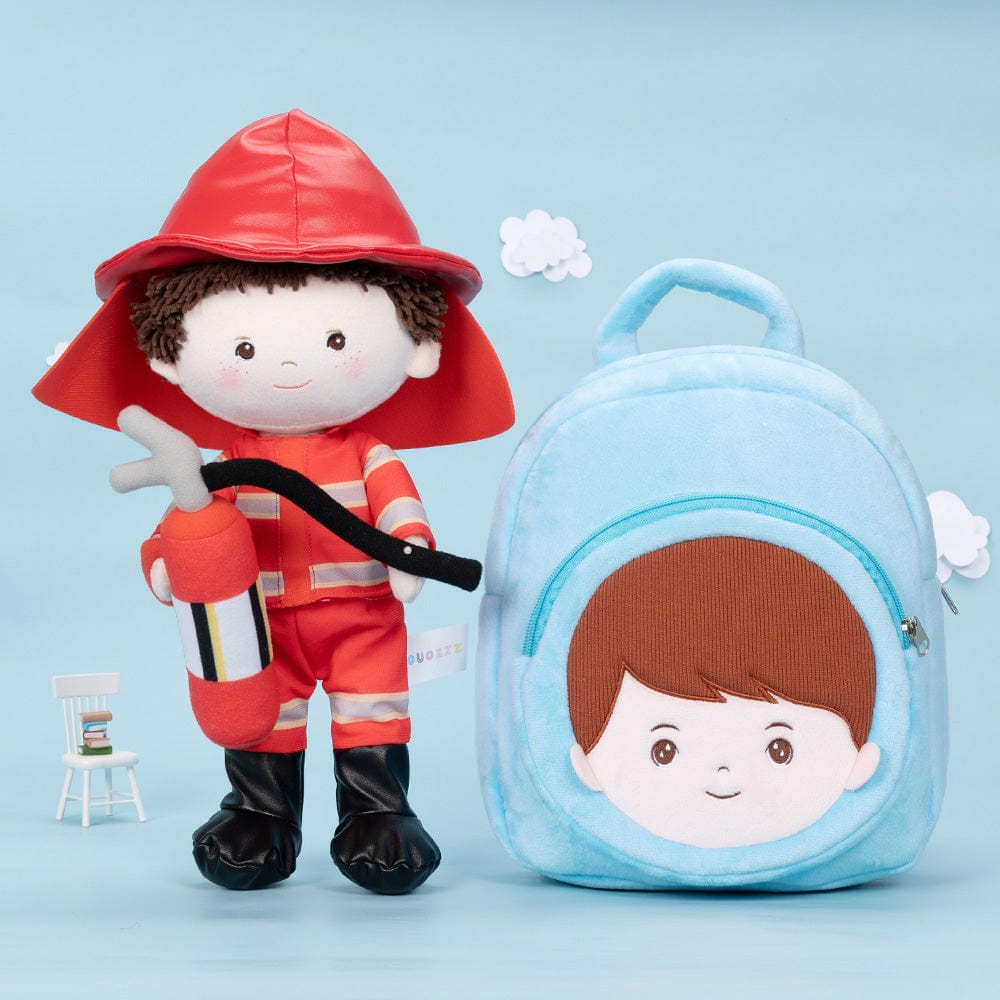 OUOZZZ Personalized Blue Plush Baby Boy Backpack