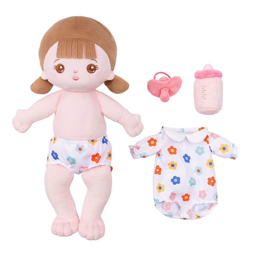 OUOZZZ Personalized White Sitting Position Plush Lite Baby Girl Doll White
