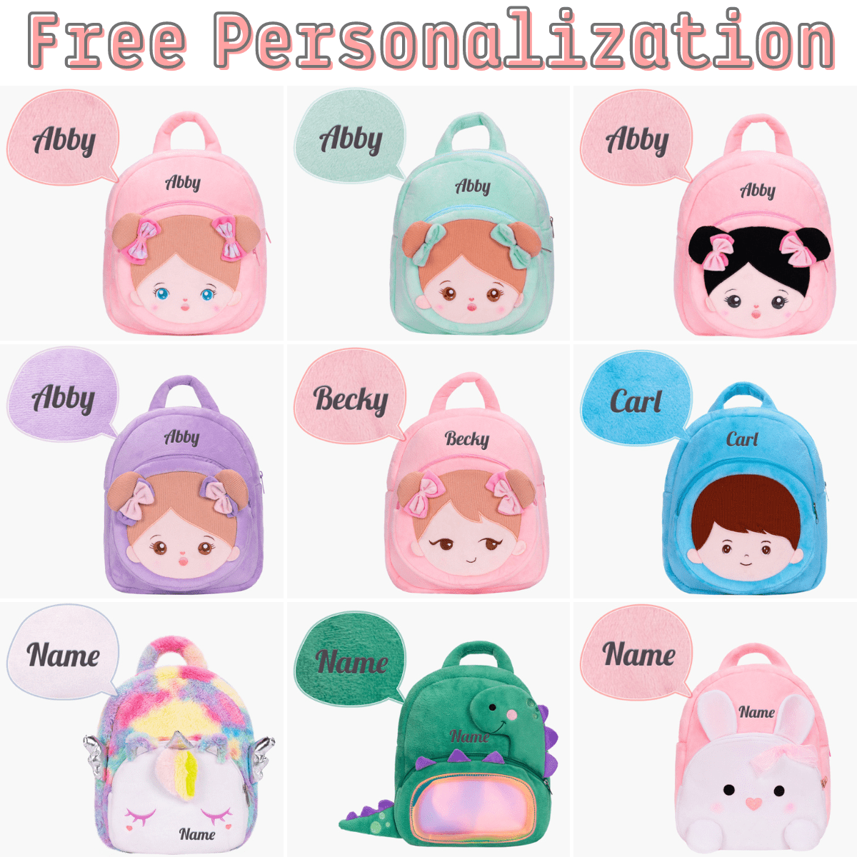 OUOZZZ Personalized Baby Doll + Backpack Combo Gift Set