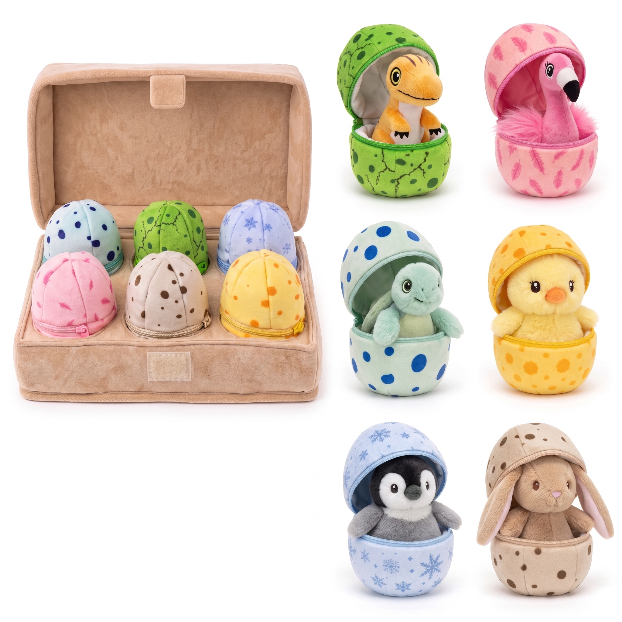 Mystery Animal Hatching Eggs in Eco Felt Tray - 6Pcs Surprise Toy Set
