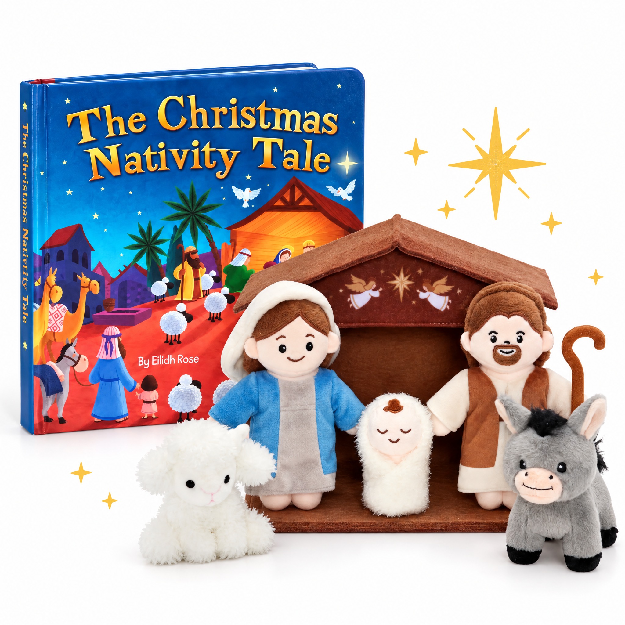 Soft Nativity Playset - Felt Manger with Holy Family & Animals