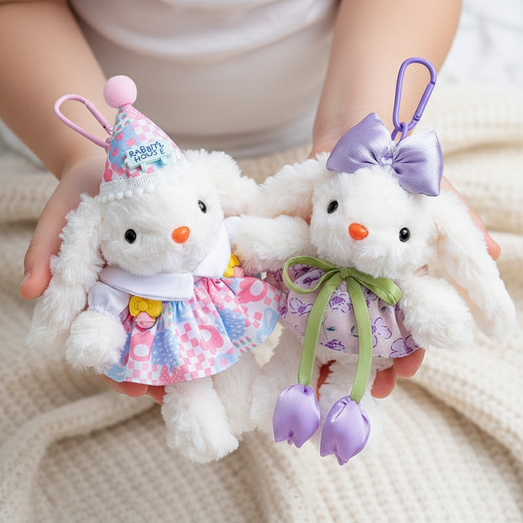 Set of 5 Dress-Up Bunny Buddies Keychain Dolls 