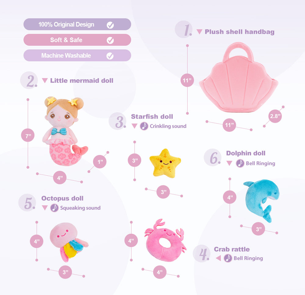 Osmysys Mermaid gel 60g専用ページ Ouozzz Plush Mermaid Shell Sensory Toy Set with 4 Marine Creatures