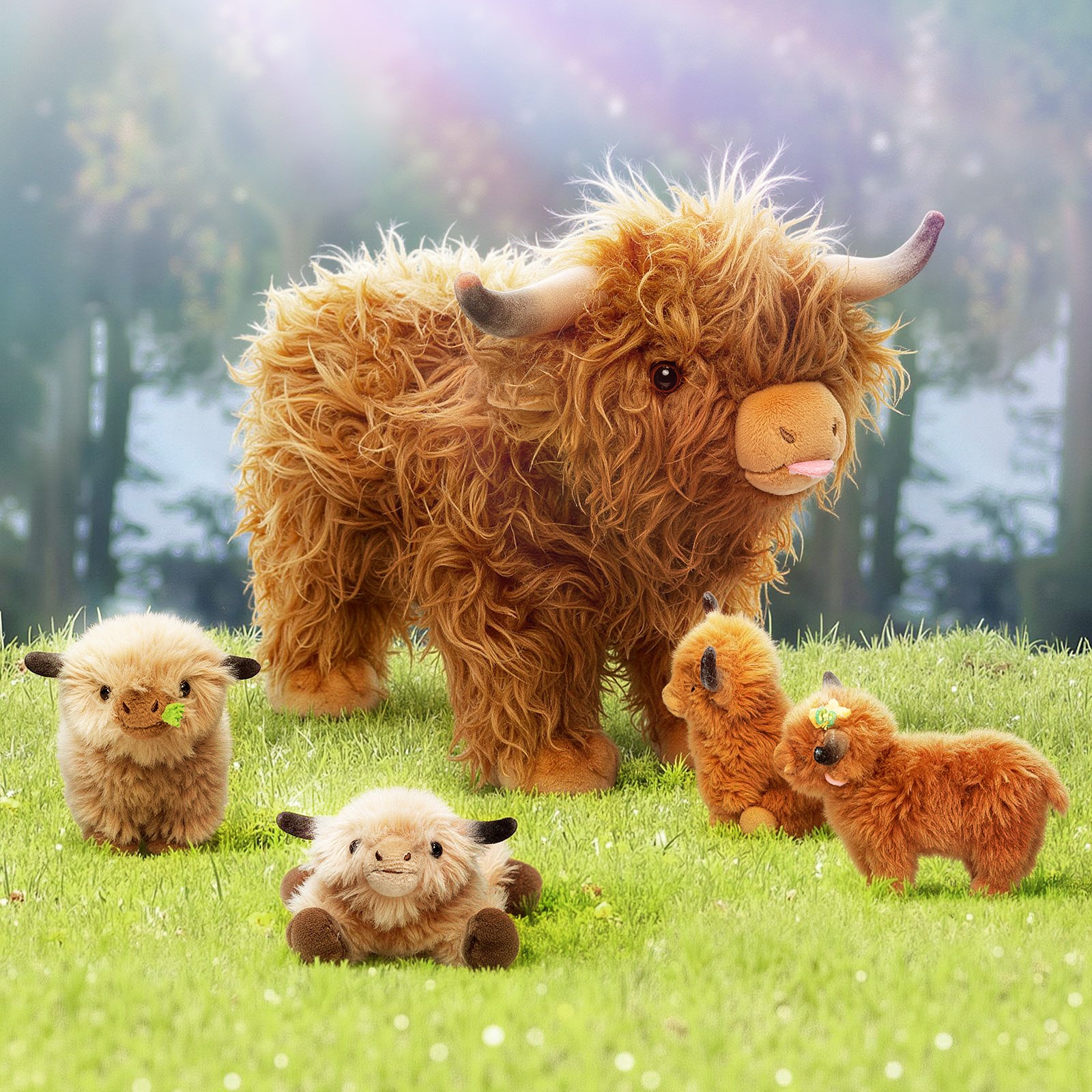 Scottish Highland Cow Cattle Stuffed Animal with 4 Babies Inside