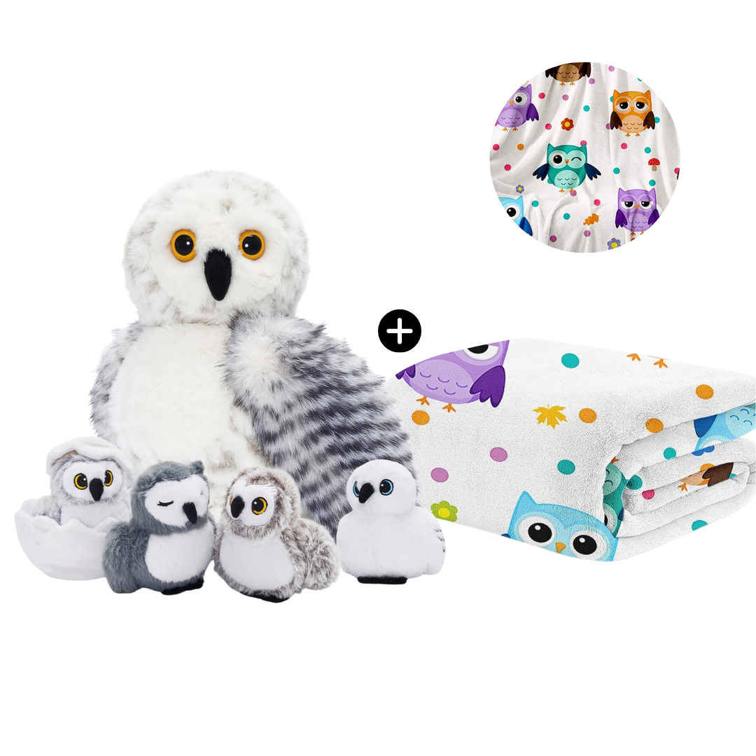 Owl Plush Stuffed Animal with 4 Babies