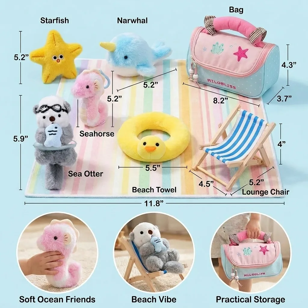 Personalized Soft Plush Playset Sensory Toy Kit - 9 Themes