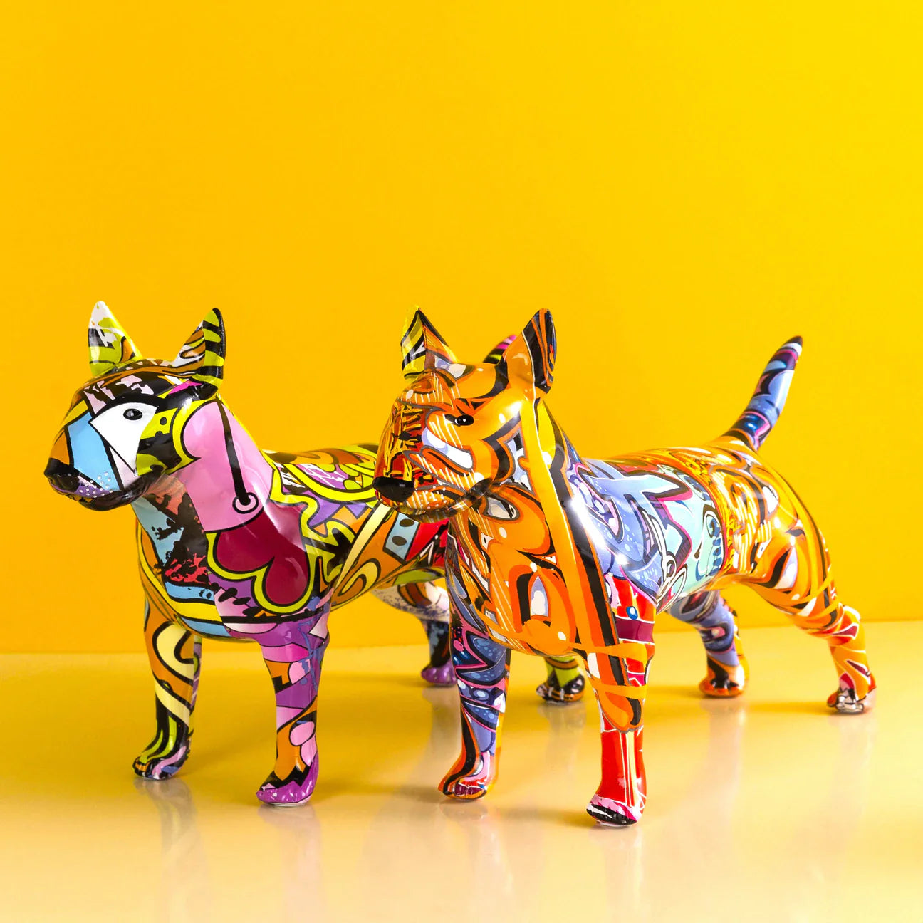 Bull Terrier Nordic Painted Dog Statue