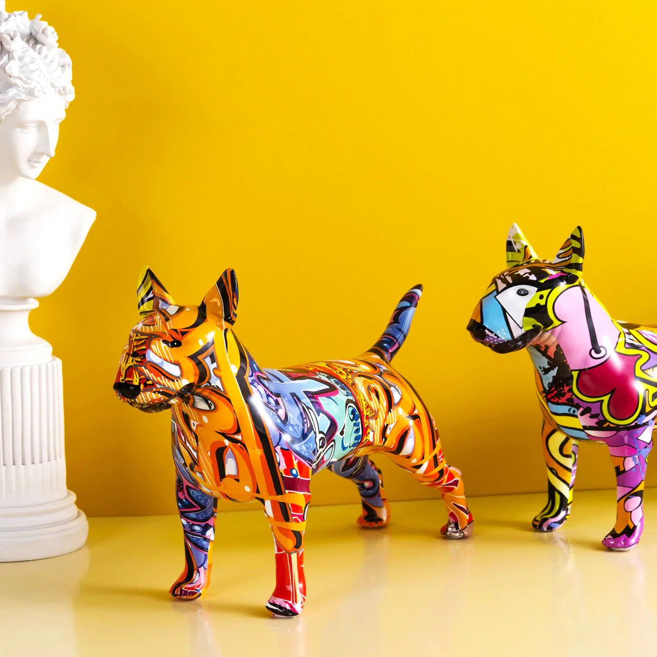 Bull Terrier Nordic Painted Dog Statue